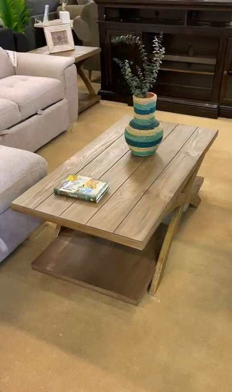 Bryanna Antique Light Oak 3pc Coffee Table Set - Ornate Home