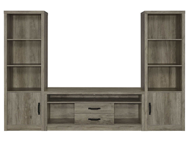 Burke Grey Driftwood 3 Pc Entertainment Center - Ornate Home