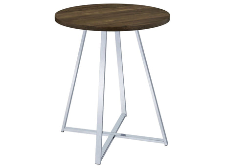Burkhart Brown Oak / Chrome Bar Table - Ornate Home