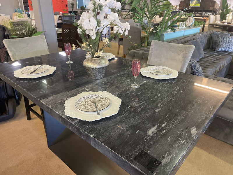 Opheim II Genuine Marble Top & Black Counter Height Table - Ornate Home