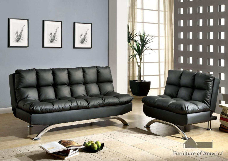 Aristo Black/Chrome Futon Sofa - Ornate Home
