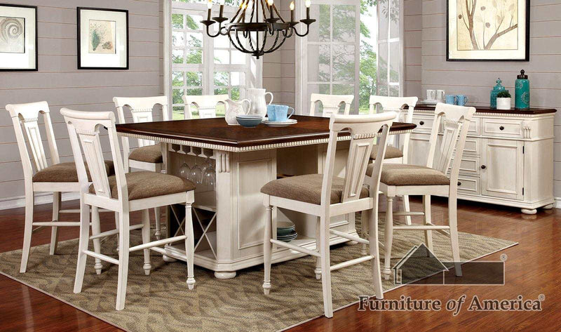 Sabrina Off-White/Cherry 9 Pc. Counter Height Dining Room Set - Ornate Home