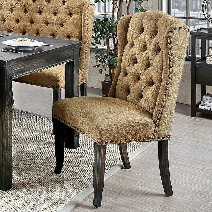 Sania III Antique Black & Gold Side Chair (Set of 2) - Ornate Home