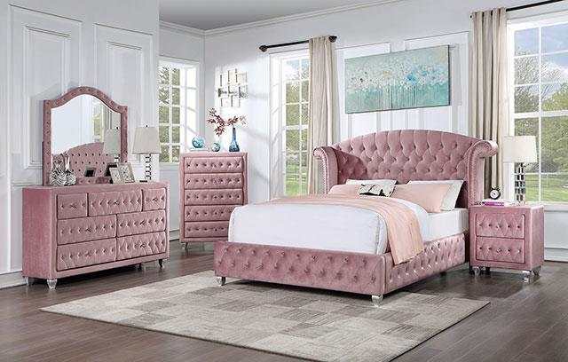 Zohar Pink 5 Pc. Queen Bedroom Set w/ Chest - Ornate Home