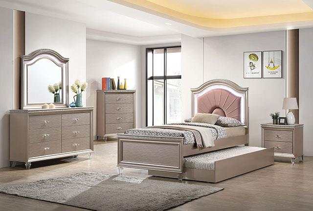Allie Rose Gold 4 Pc. Twin Bedroom Set - Ornate Home