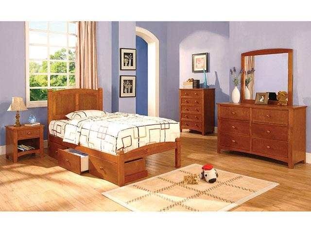 Cara Oak 4 Pc. Twin Bedroom Set - Ornate Home