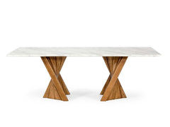 Cadence Walnut & Marble Dining Table - Ornate Home