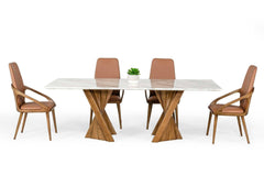 Cadence Walnut & Marble Dining Table - Ornate Home
