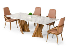 Cadence Walnut & Marble Dining Table - Ornate Home