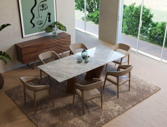 Cadence Walnut & Marble Dining Table - Ornate Home