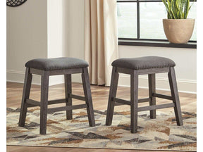 Caitbrook Gray Counter Height Uph. Bar Stool /Chair (Set of 2) - Ornate Home