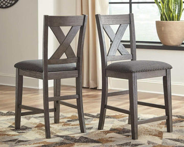 Caitbrook Gray Counter Height Uph. Bar Stool /Chair (Set of 2) - Ornate Home