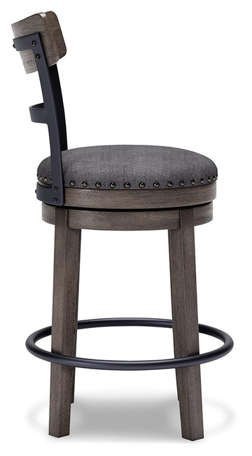 Caitbrook Gray Swivel Counter Height Bar Chair / 1pc - Ornate Home