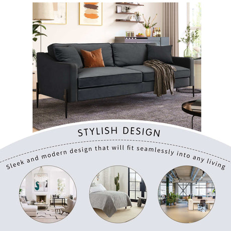 Calaveras Modern Loveseat with Iron Legs Dark Gray - Ornate Home