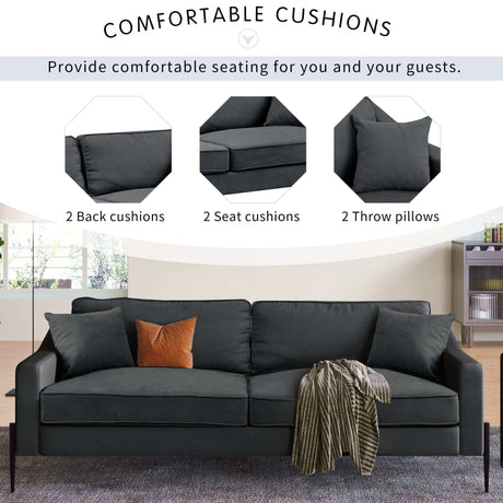 Calaveras Modern Loveseat with Iron Legs Dark Gray - Ornate Home