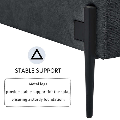 Calaveras Modern Loveseat with Iron Legs Dark Gray - Ornate Home