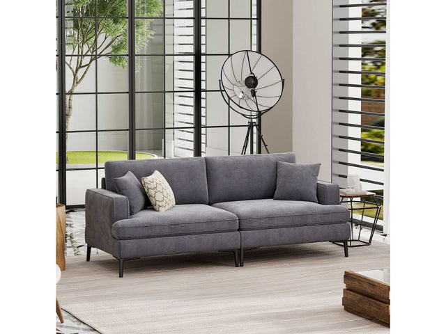 Calaveras Modern Loveseat with Iron Legs Gray - Ornate Home