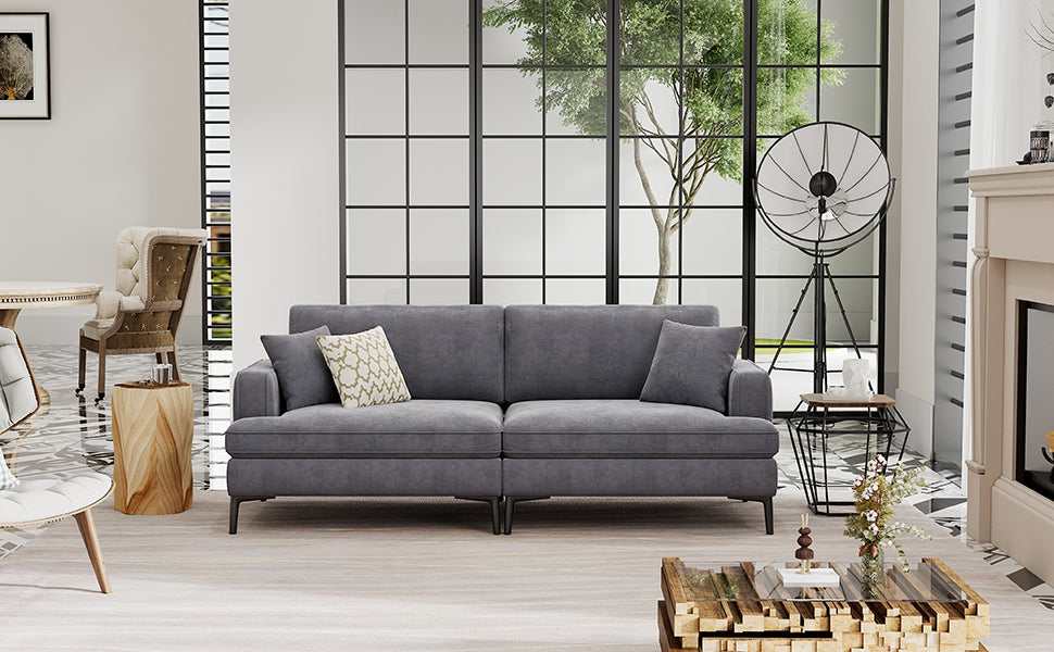 Calaveras Modern Loveseat with Iron Legs Gray - Ornate Home