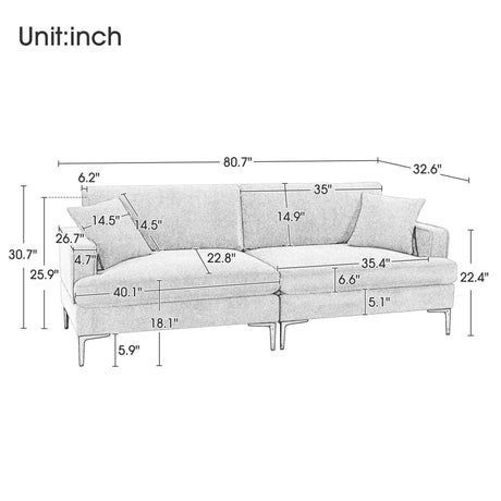 Calaveras Modern Loveseat with Iron Legs Gray - Ornate Home