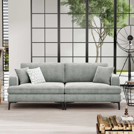 Calaveras Modern Loveseat with Iron Legs Light Gray - Ornate Home