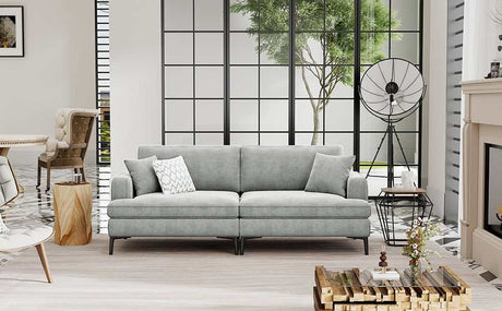 Calaveras Modern Loveseat with Iron Legs Light Gray - Ornate Home