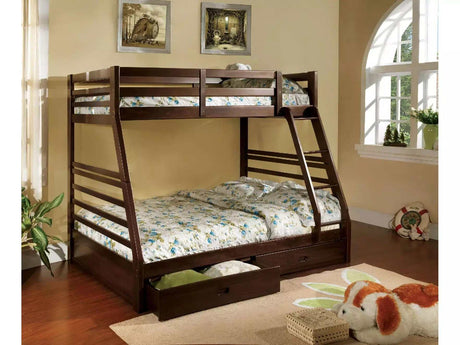 California Dark Walnut Twin over Full Bunk Bed - Ornate Home