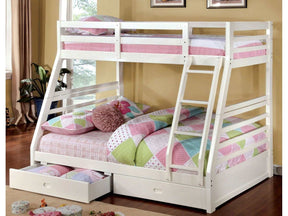 California White Twin/Full Bunk Bed w/ 2 Drawers - Ornate Home