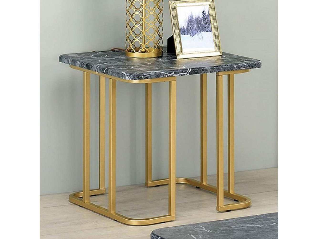 Calista Black & Gold End Table - Ornate Home