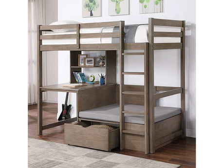 Callistus Warm Gray Twin/Workstation Loft Bed - Ornate Home