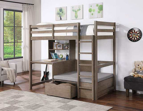 Callistus Warm Gray Twin/Workstation Loft Bed - Ornate Home