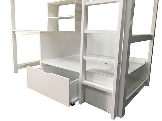 Callistus White Twin Workstation Loft Bed - Ornate Home