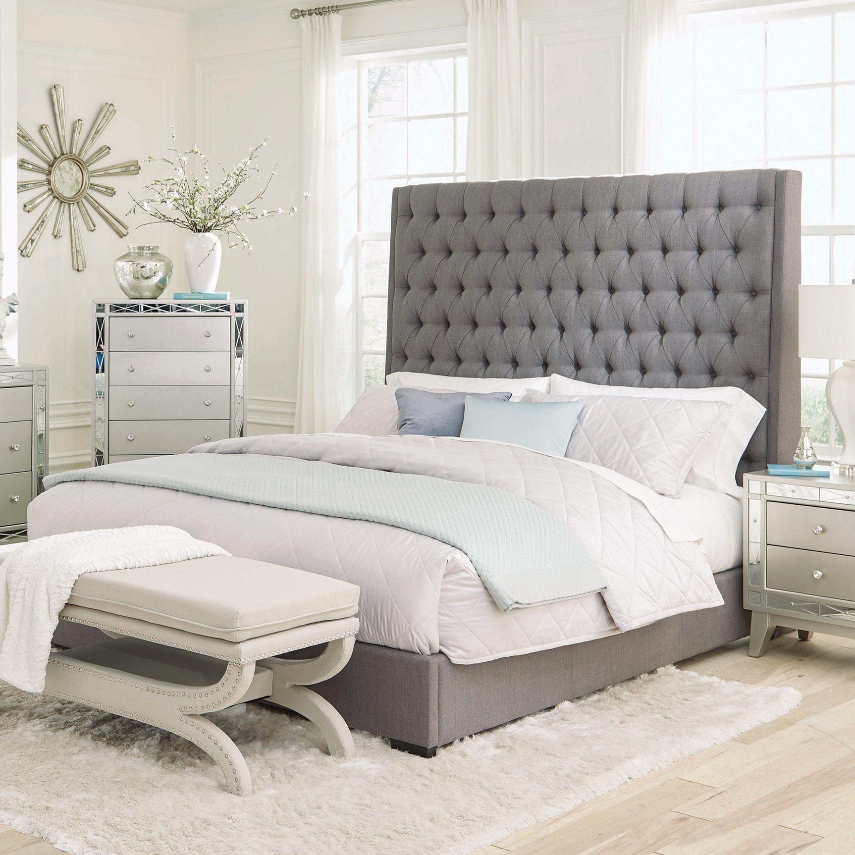 Camille Grey California King Bed - Ornate Home