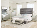 Camille Grey / Metallic Mercury California King Bed 5 Pc Set - Ornate Home