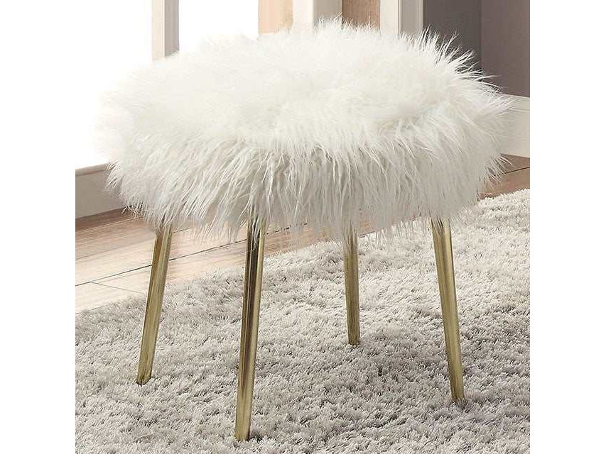 Caoimhe White/Gold Ottoman - Ornate Home
