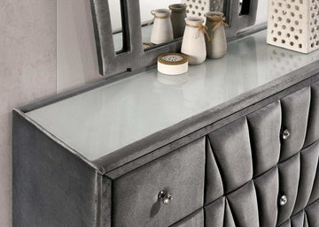 Carissa Gray Velvet Upholstered Dresser - Ornate Home