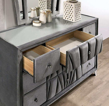 Carissa Gray Velvet Upholstered Dresser - Ornate Home