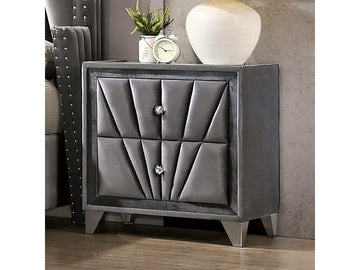 Carissa Gray Velvet Upholstered Nightstand - Ornate Home