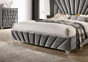 Carissa Gray Velvet Upholstered Wingback HB Bed - Ornate Home