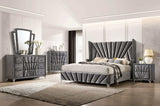 Carissa Gray Velvet Upholstered Wingback HB Bed - Ornate Home