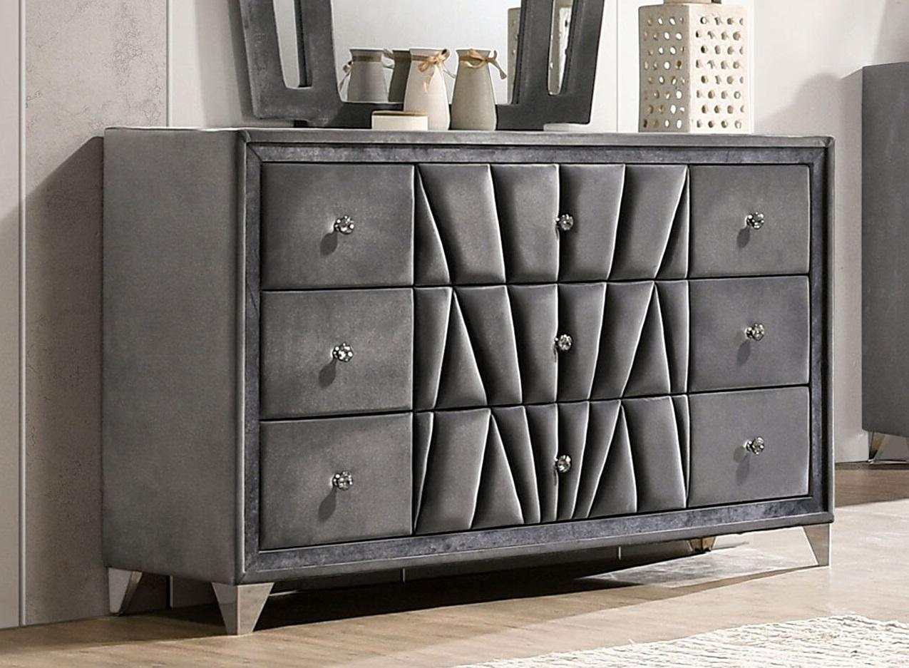 Carissa Gray Velvet Upholstered Wingback HB Bedroom Sets - Ornate Home