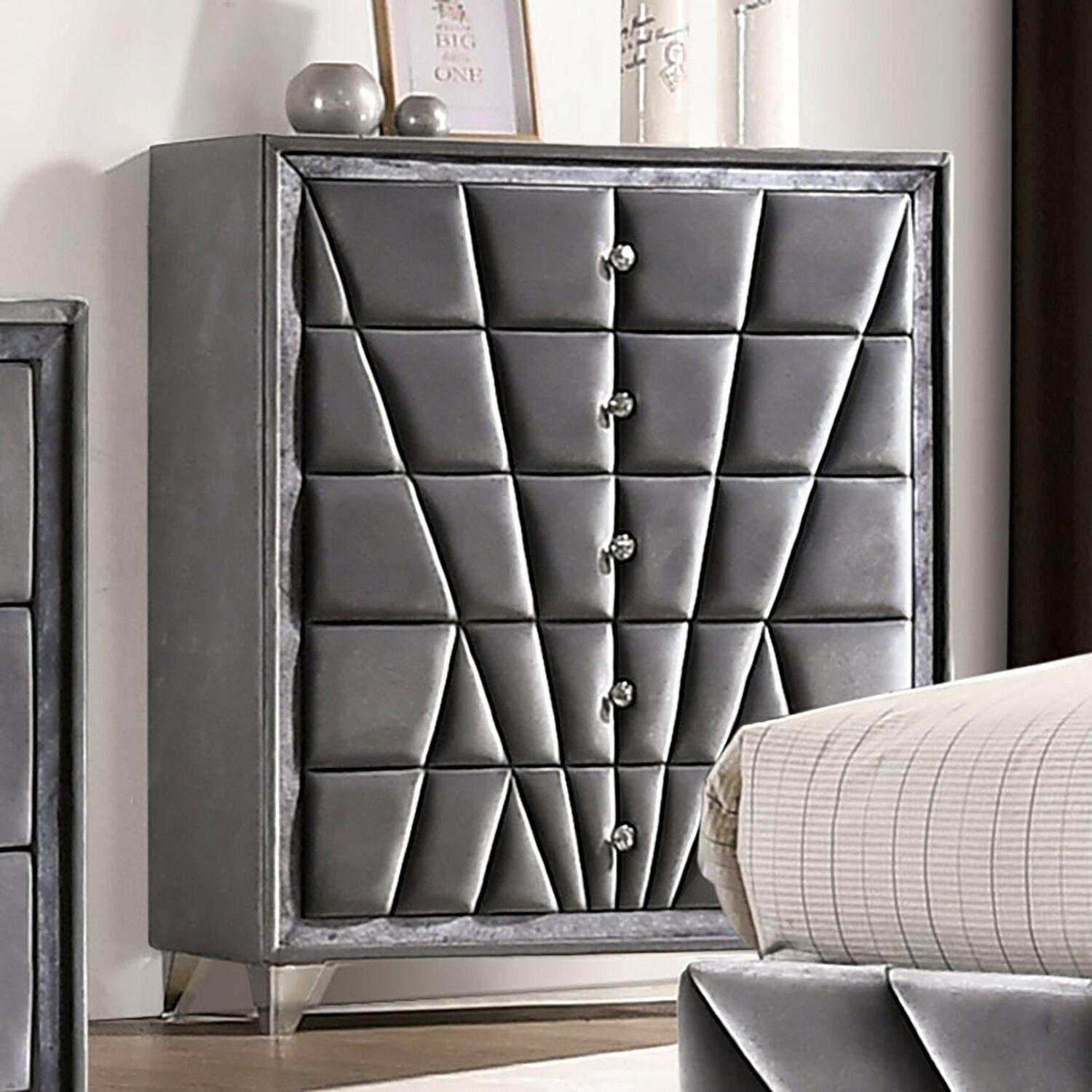 Carissa Gray Velvet Upholstered Wingback HB Bedroom Sets - Ornate Home