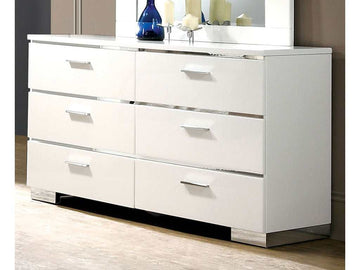 Carlie White & Chrome Dresser - Ornate Home