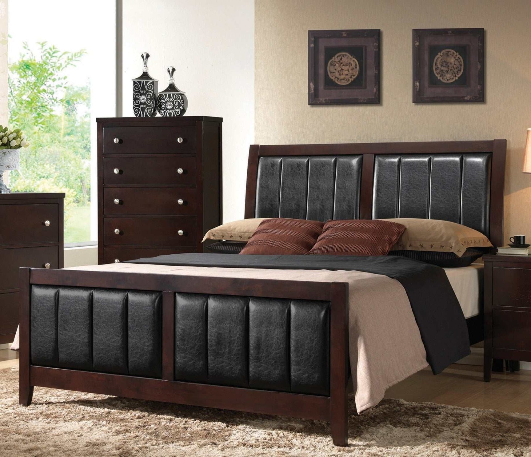 Carlton Cappuccino & Black California King Bed - Ornate Home
