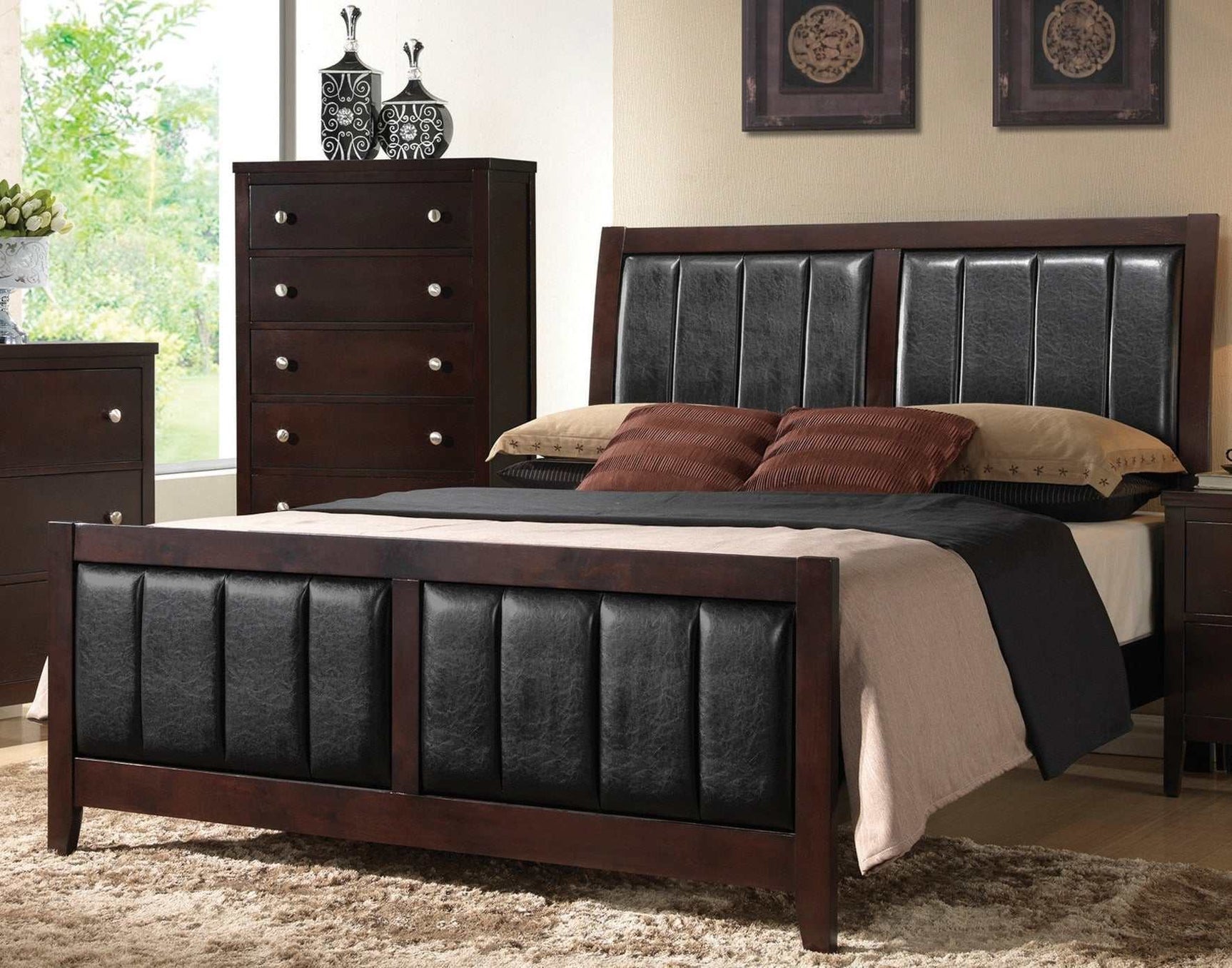 Carlton Cappuccino & Black Full Panel Bed - Ornate Home