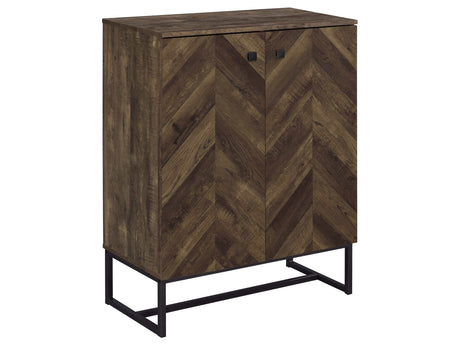 Carolyn Rustic Oak Herringbone Accent Cabinet - Ornate Home