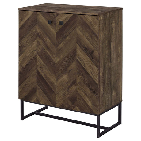 Carolyn Rustic Oak Herringbone Accent Cabinet - Ornate Home