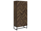 Carolyn Rustic Oak Herringbone Tall Accent Cabinet - Ornate Home