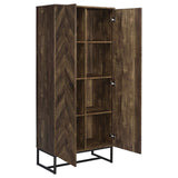 Carolyn Rustic Oak Herringbone Tall Accent Cabinet - Ornate Home