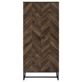 Carolyn Rustic Oak Herringbone Tall Accent Cabinet - Ornate Home