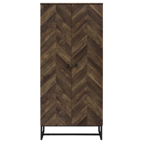 Carolyn Rustic Oak Herringbone Tall Accent Cabinet - Ornate Home